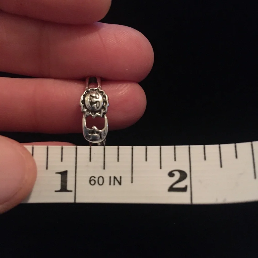 Silver Tone Sun and Moon Ring